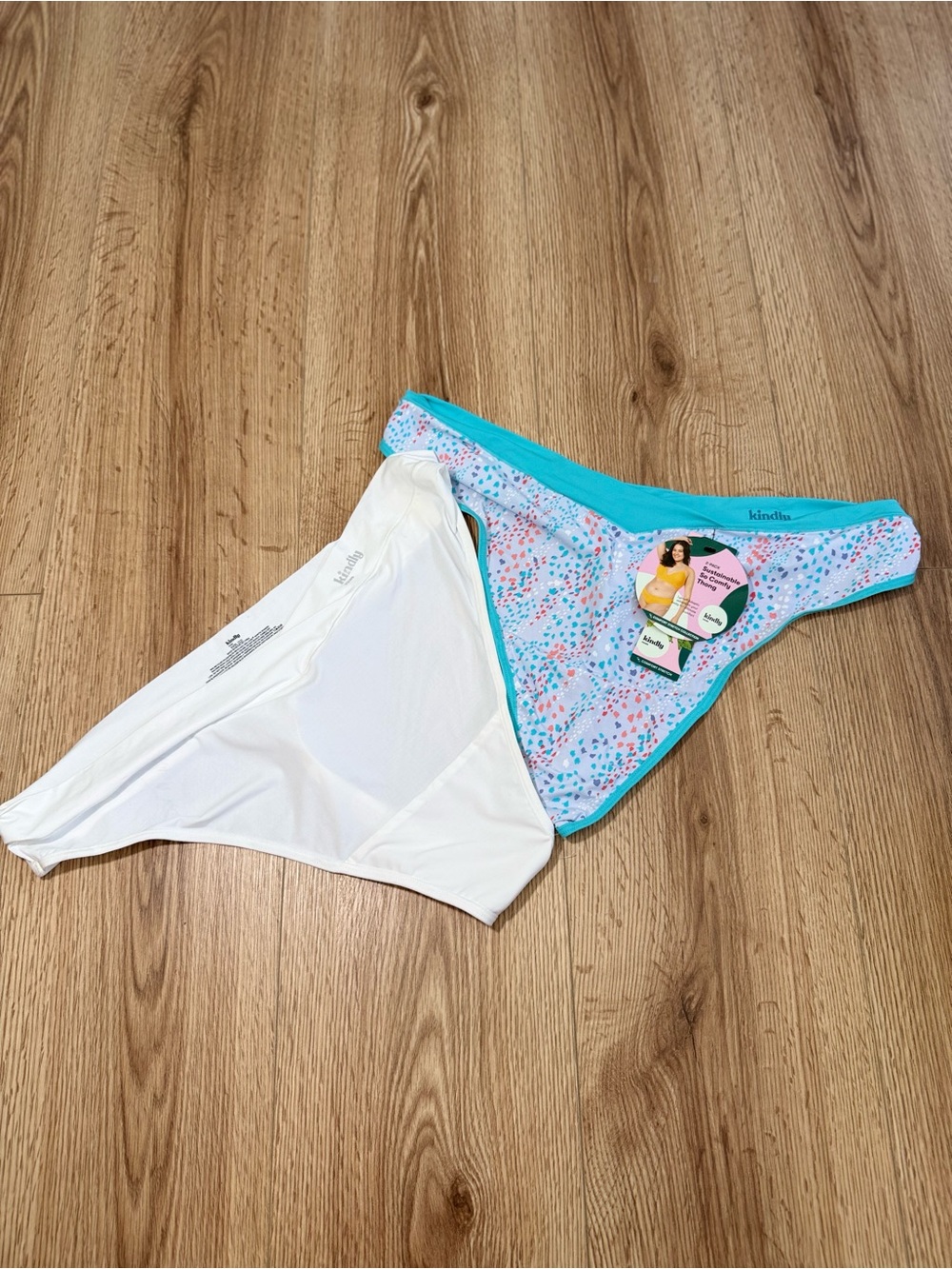 Kindy Women's Aqua Floral Bikini Bottoms - White Lining